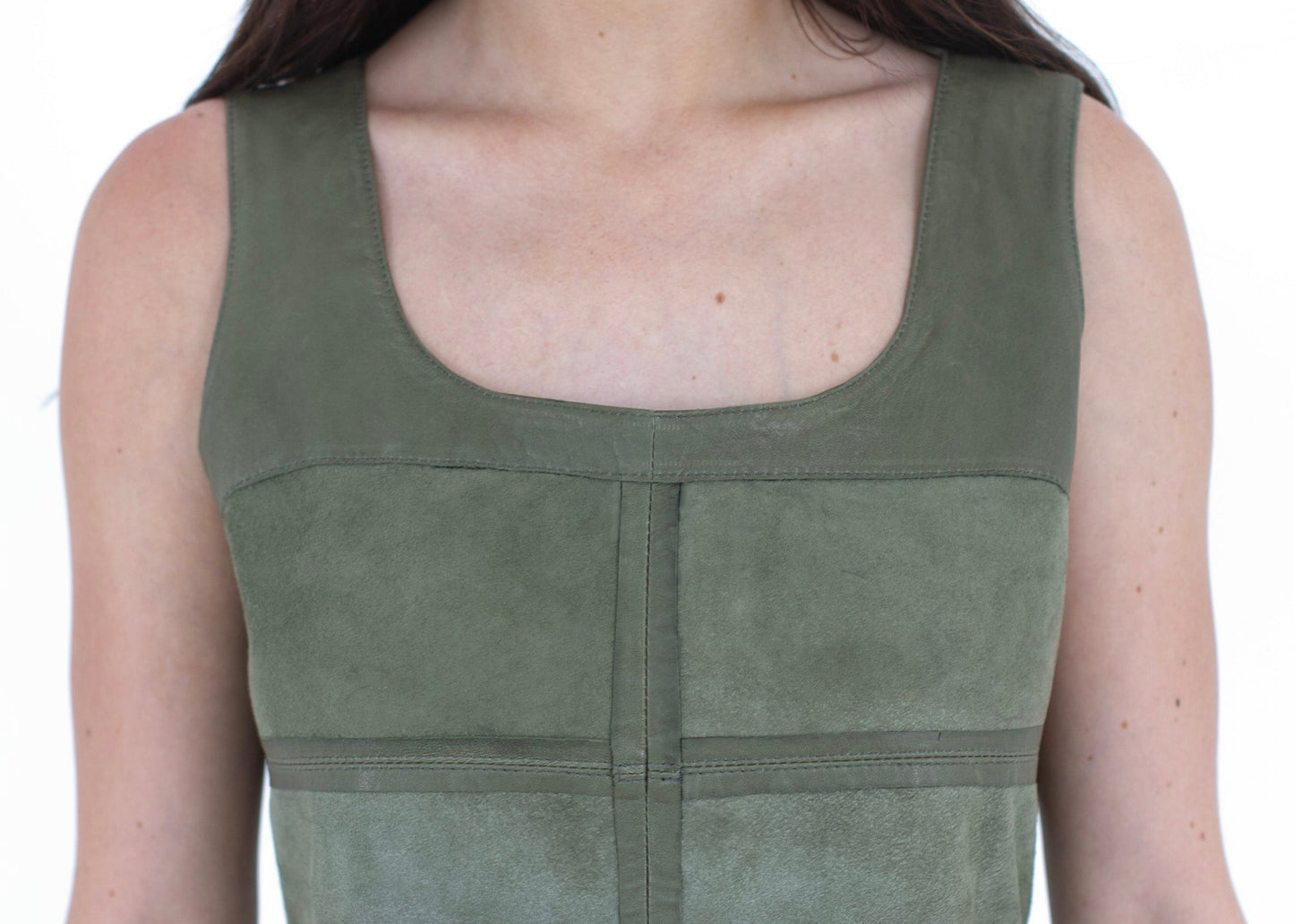 The Mini Dress BUD detail suede 76cm