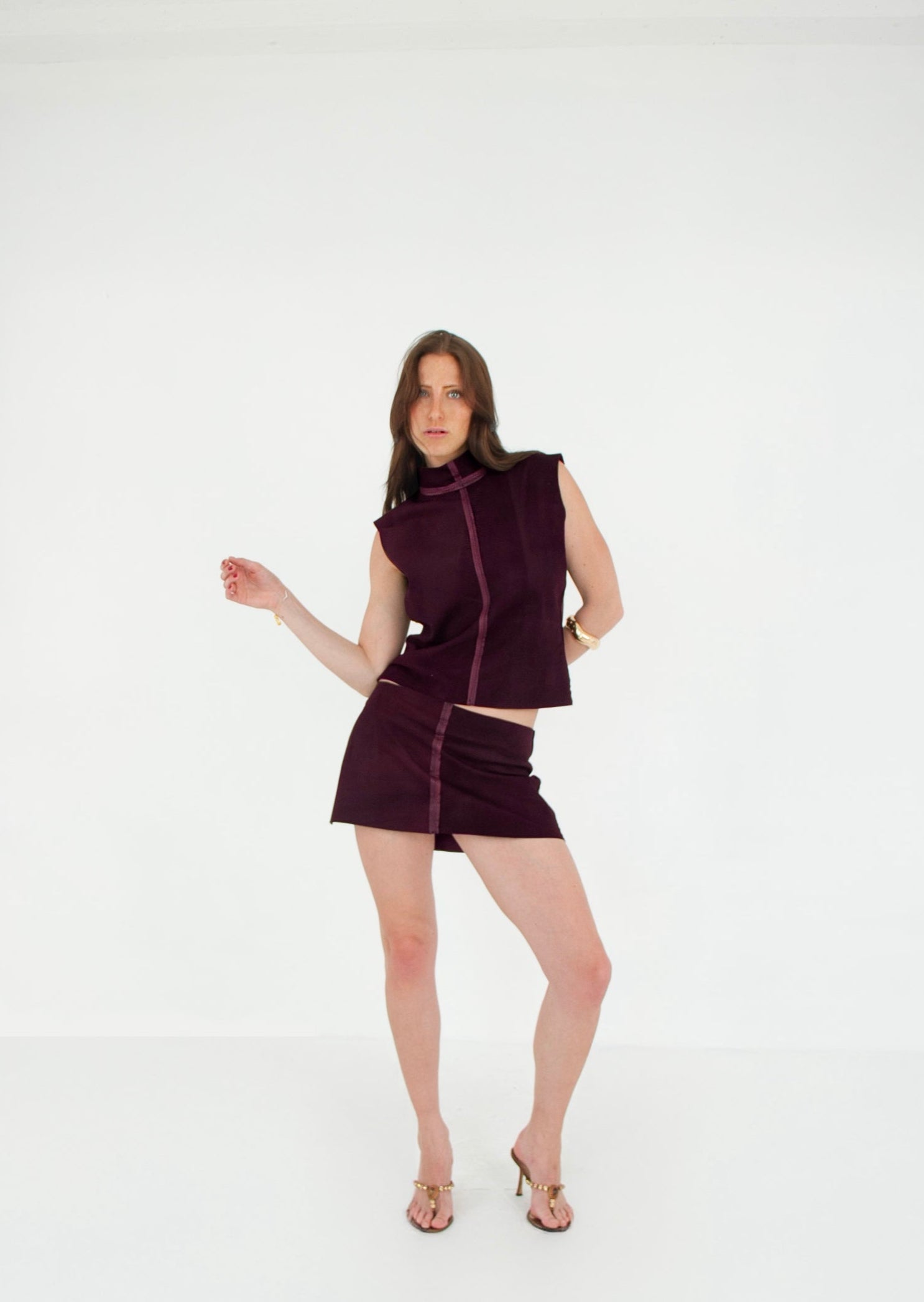 The Tunic Top and Mini Skirt set HAZE fun front suede