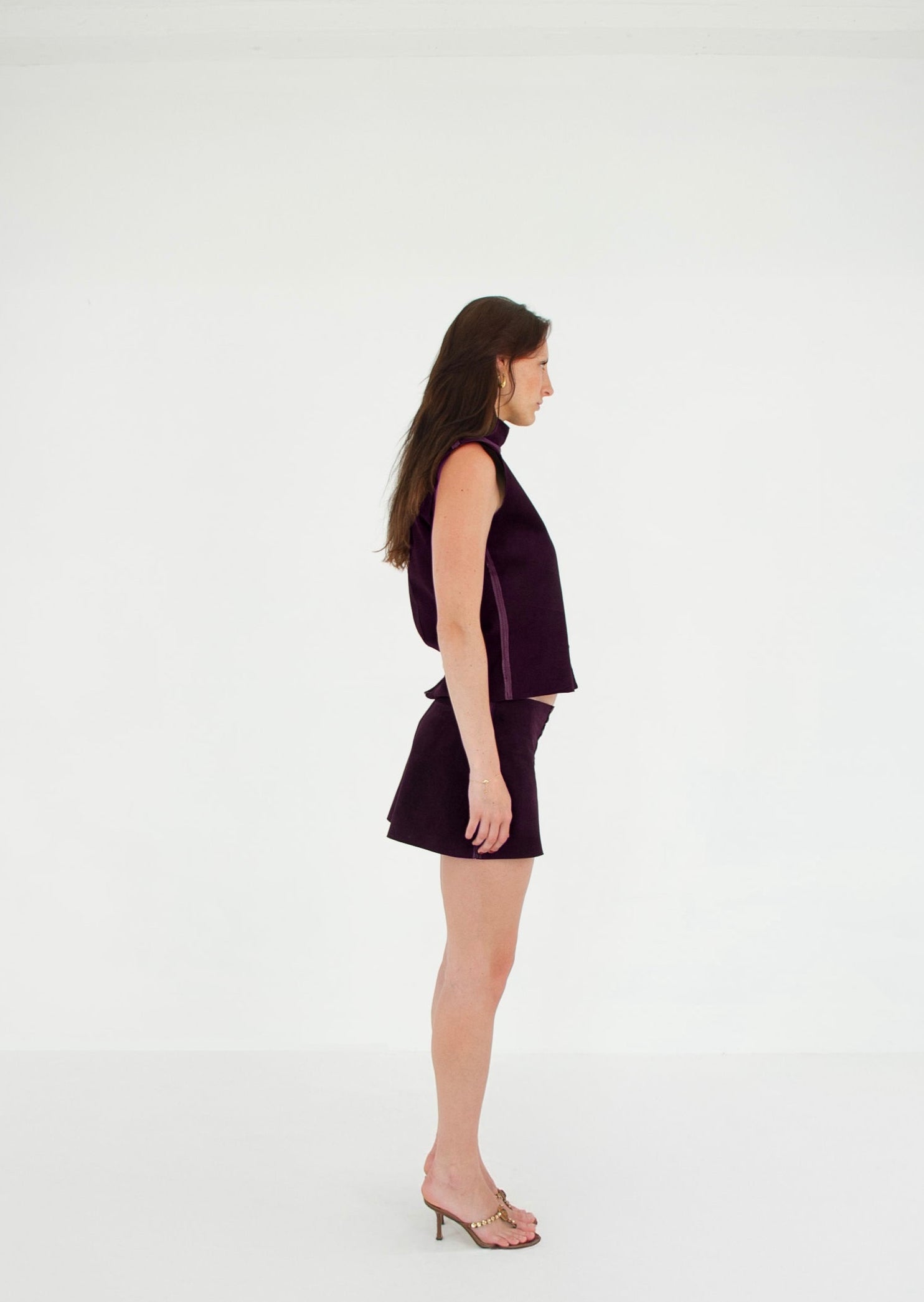 The Tunic Top and Mini Skirt set HAZE right suede