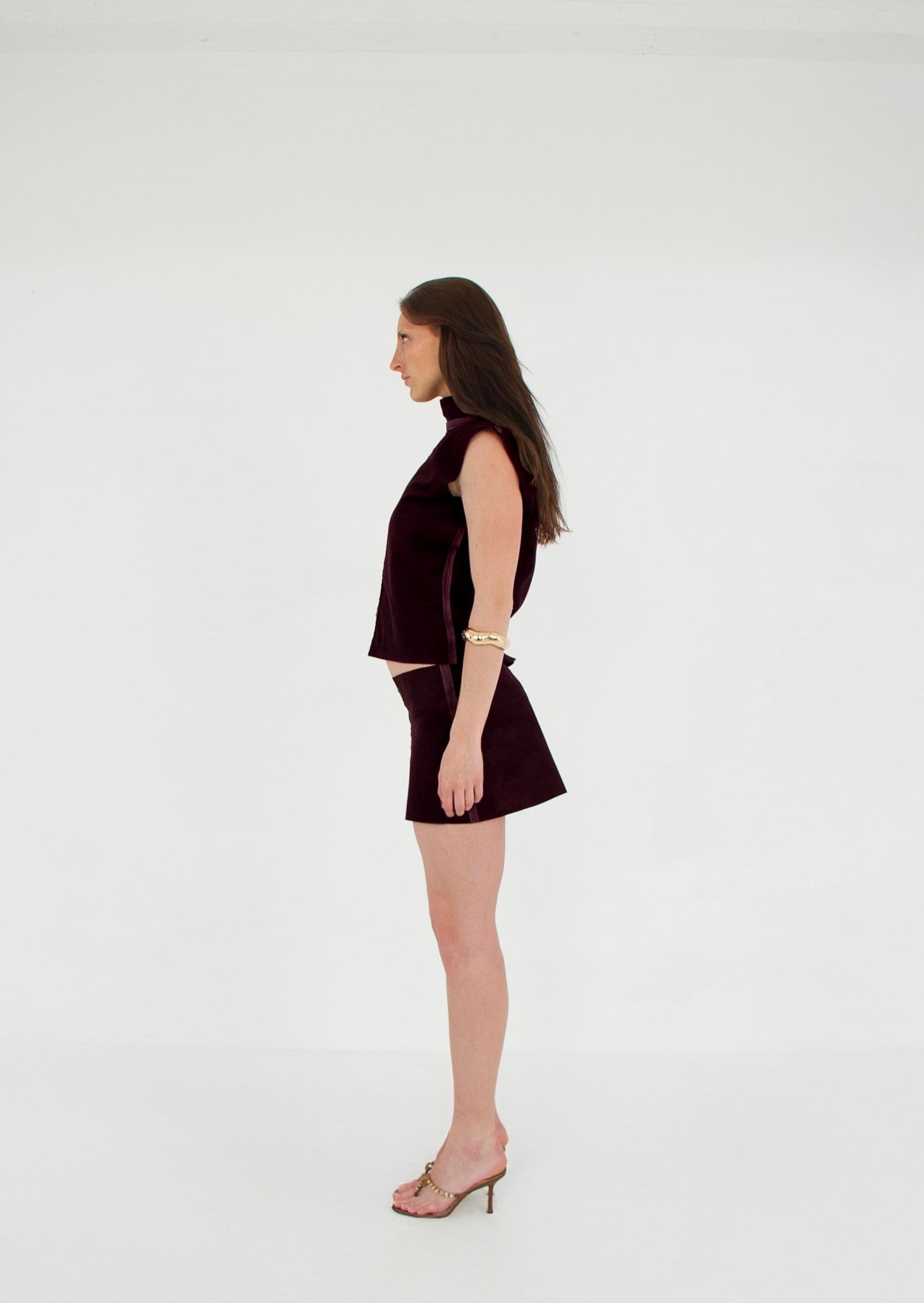 The Tunic Top and Mini Skirt set HAZE left suede