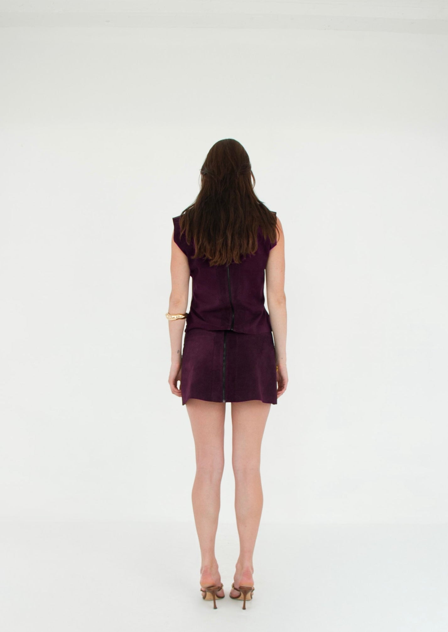 The Tunic Top and Mini Skirt set HAZE back suede