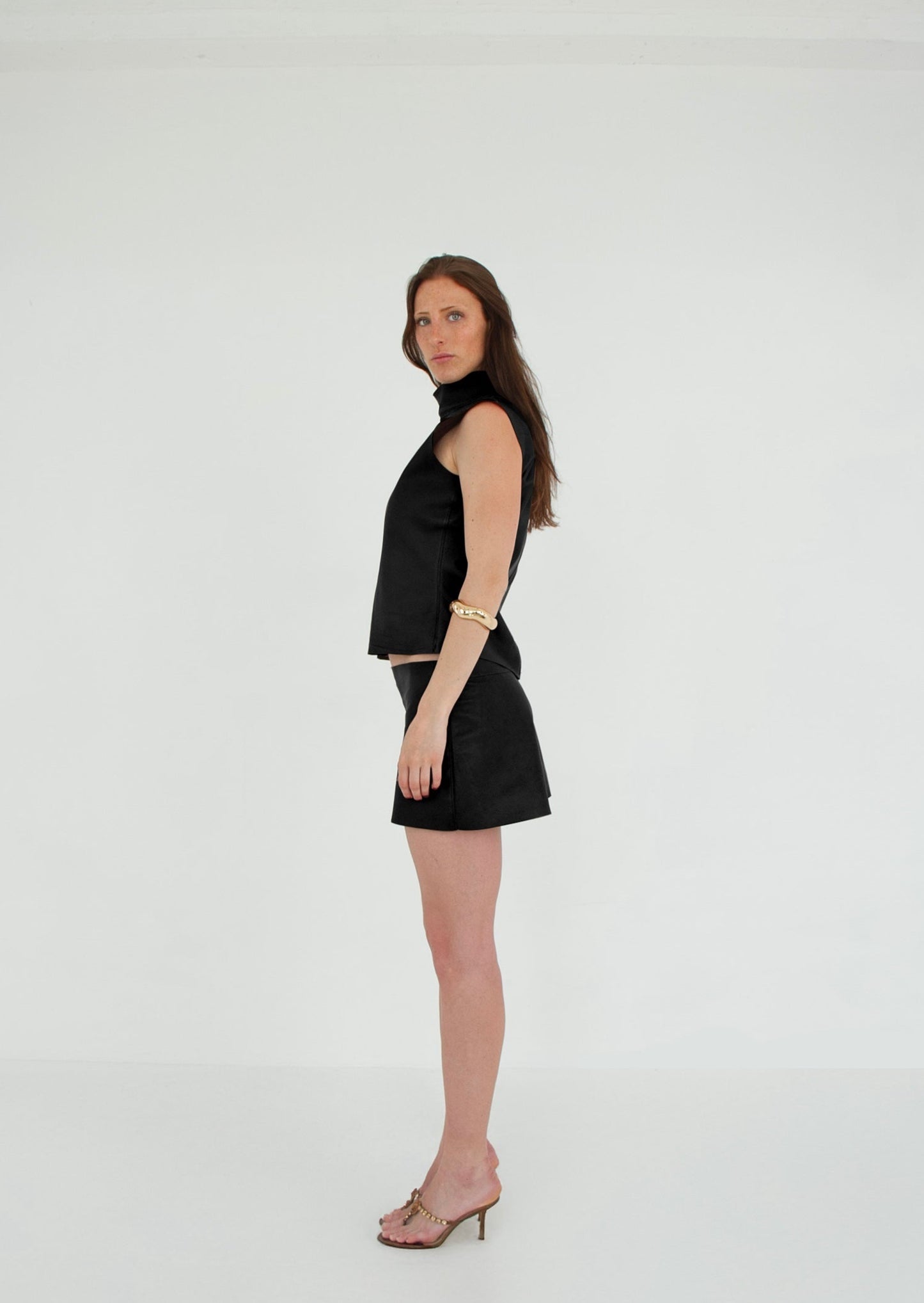 The Tunic Top and Mini Skirt Set ONYX right leather