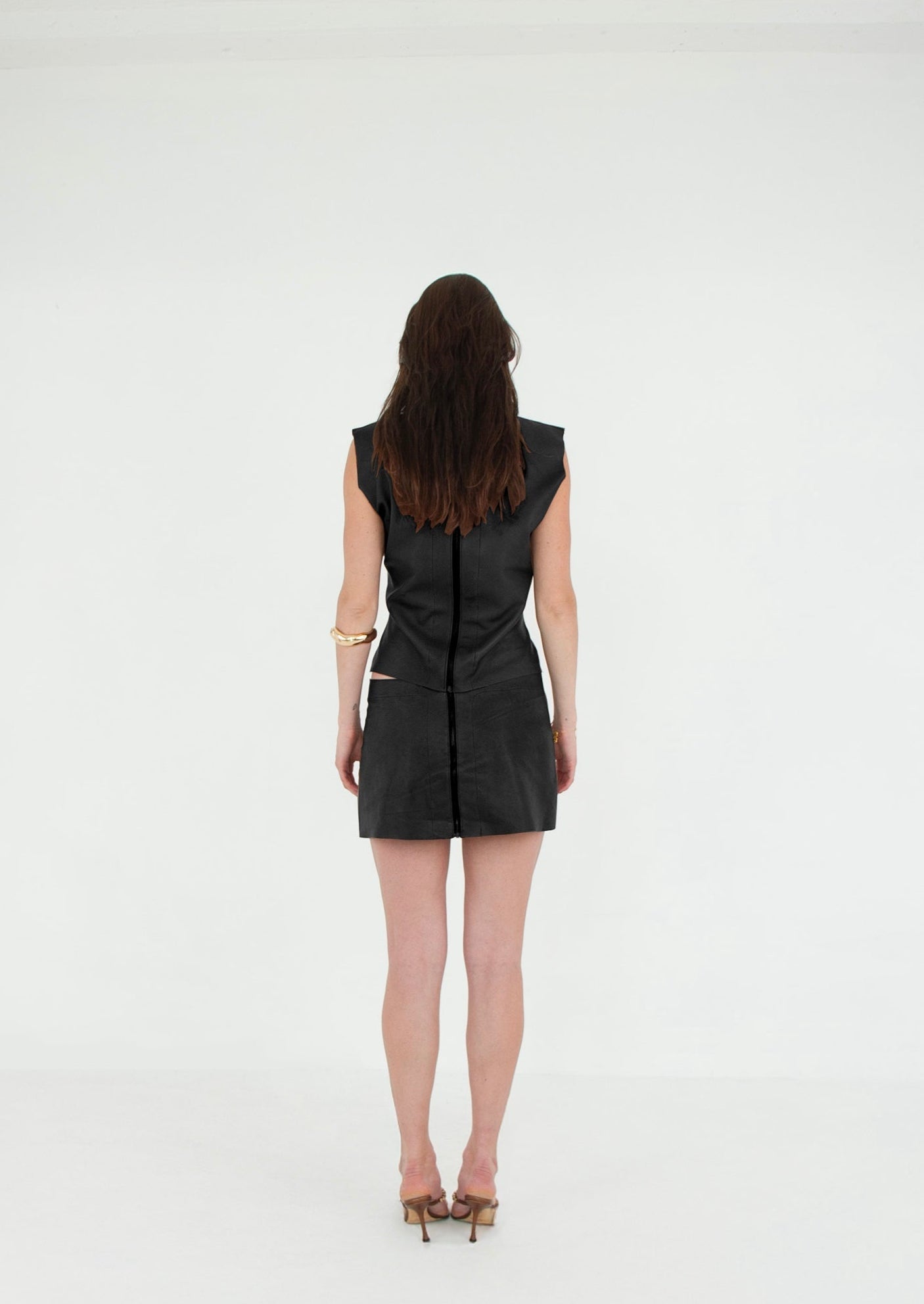The Tunic Top and Mini Skirt Set ONYX back leather