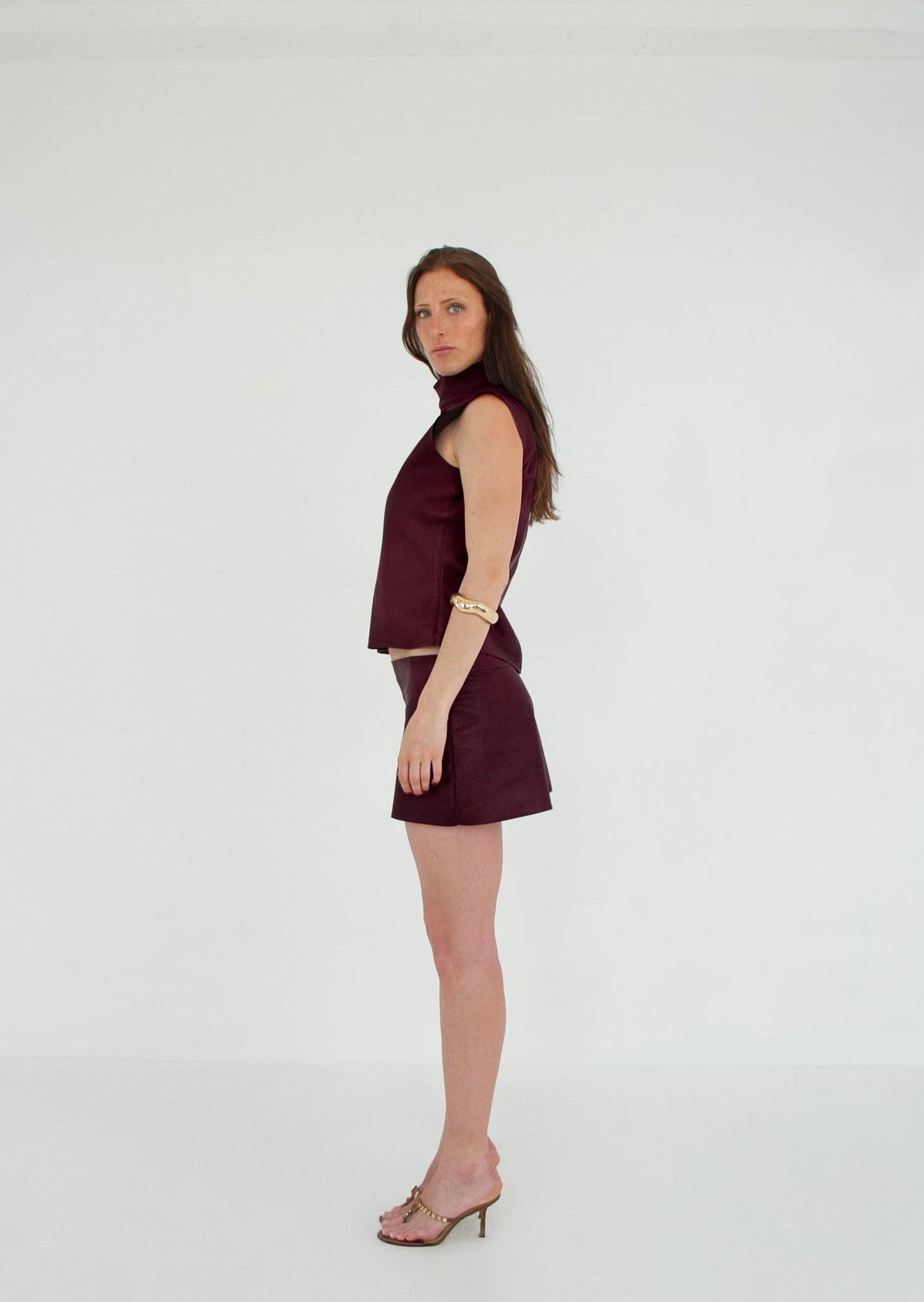 The Tunic Top and Mini Skirt set HAZE left leather