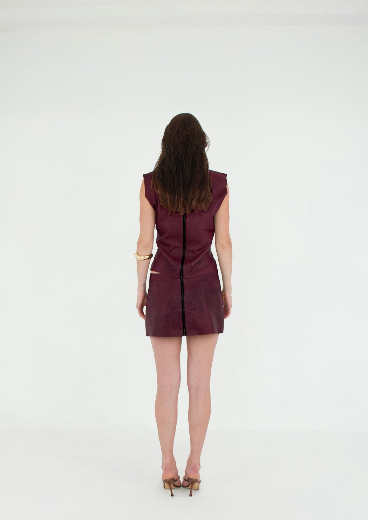 The Tunic Top and Mini Skirt set HAZE back leather