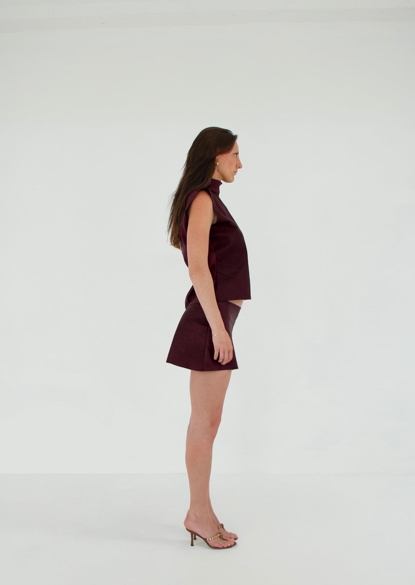 The Tunic Top and Mini Skirt set HAZE right leather