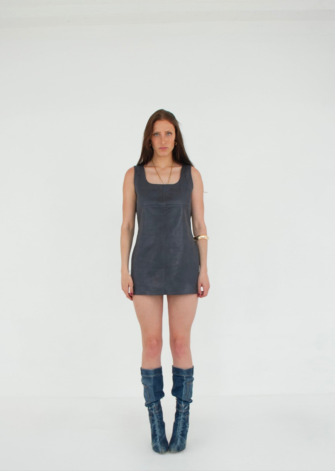 The Mini Dress GENIE front leather 76cm