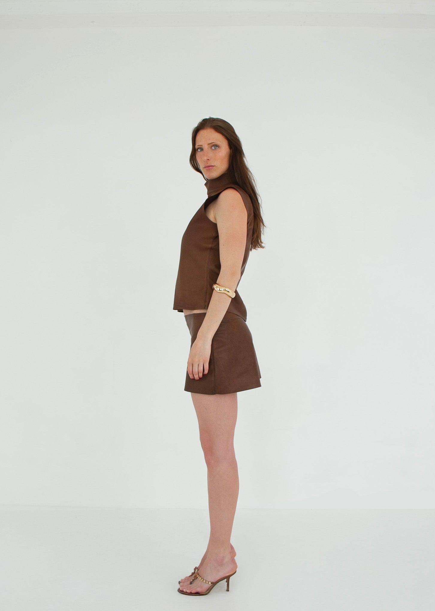 The Tunic Top and Mini Skirt Set COCA left leather