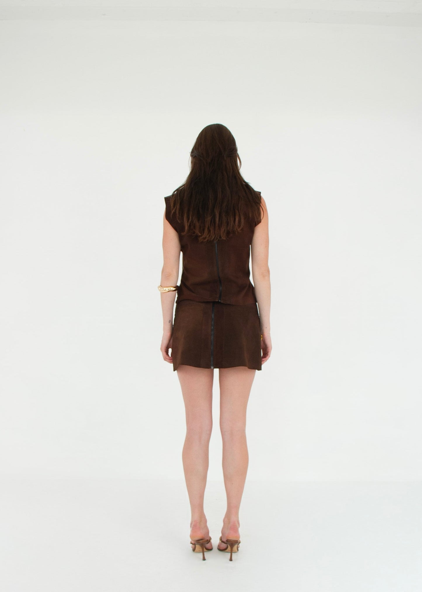 The Tunic Top and Mini Skirt Set COCOA back suede