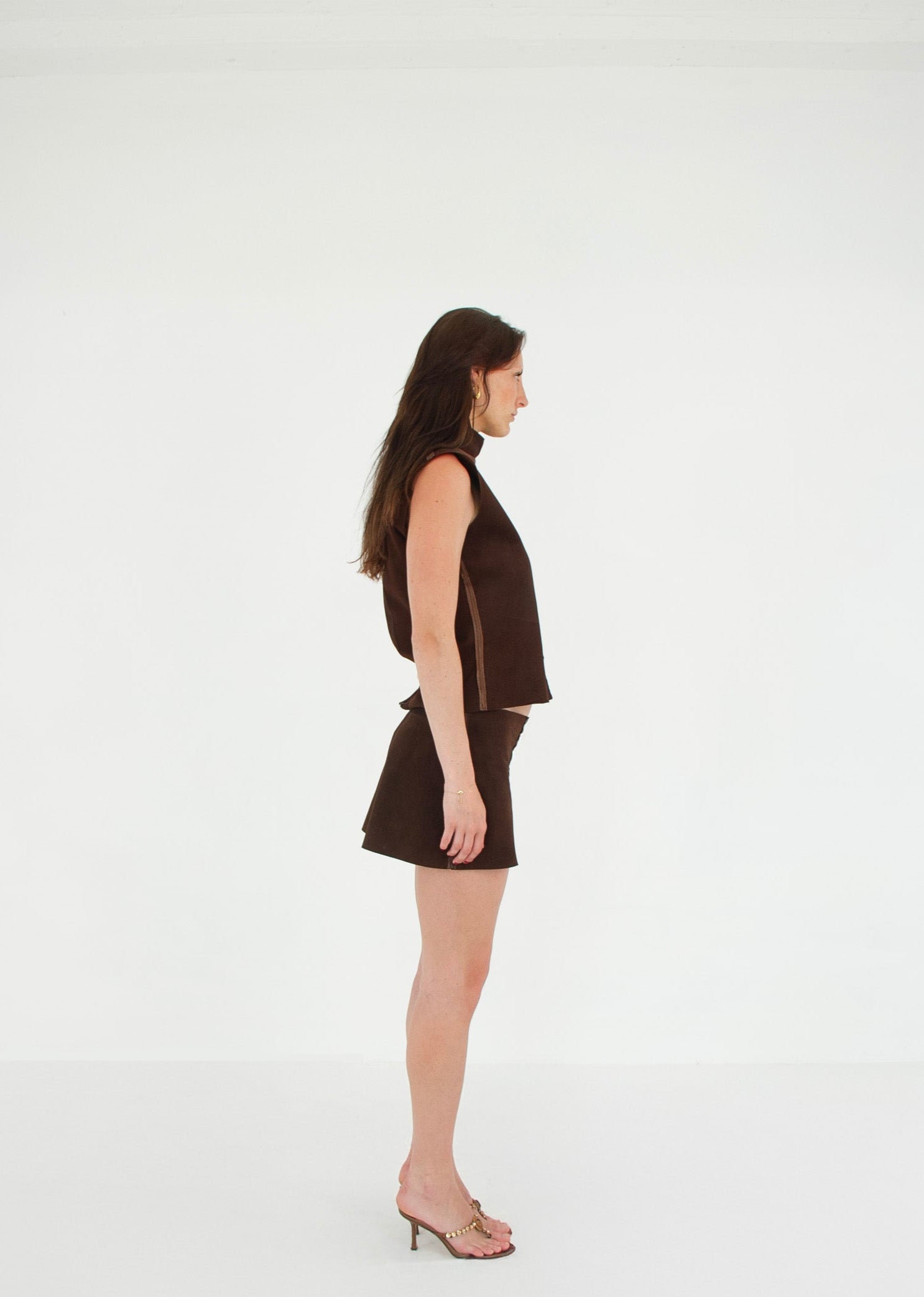 The Tunic Top and Mini Skirt Set COCOA right suede