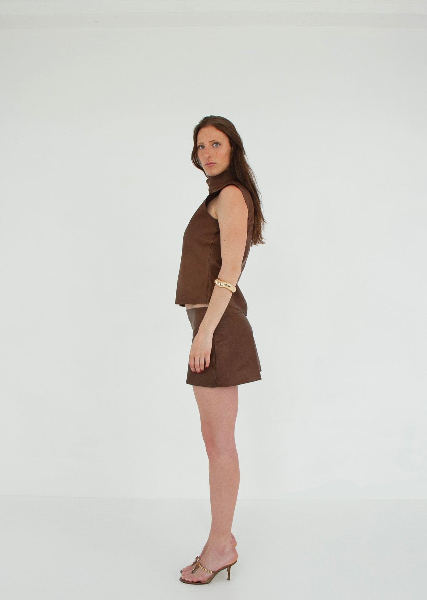 The Tunic Top COCOA left leather
