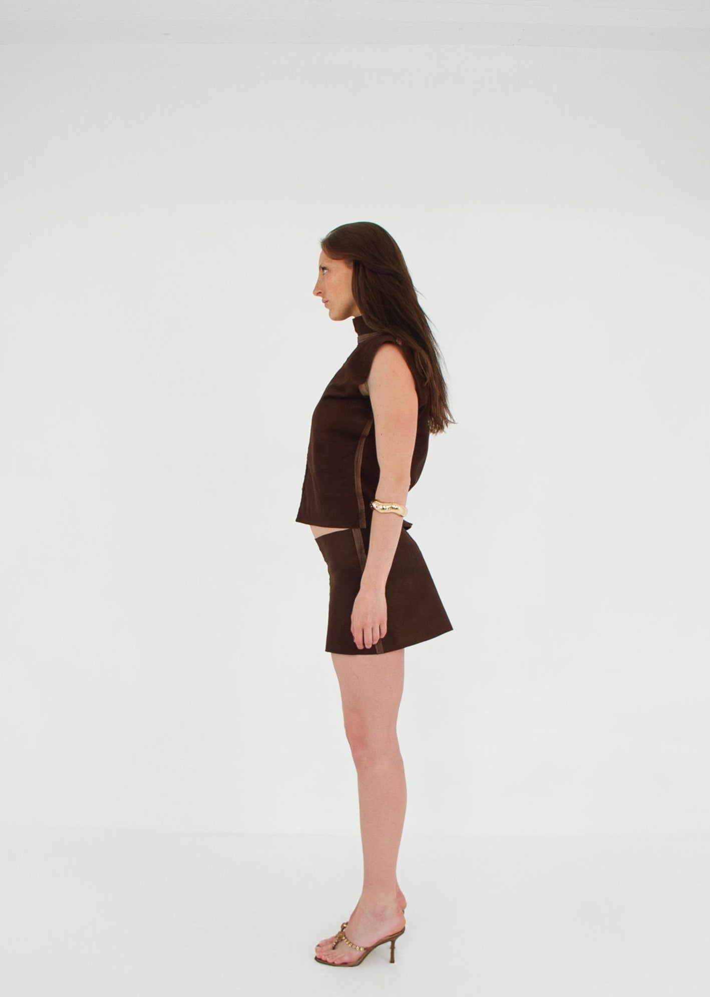 The Tunic Top COCOA left suede